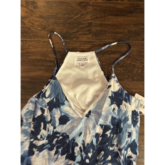 Tahari Arthur S. Levine Blue Color Floral Maxi Dress, W/Pockets Sz: XS - Picture 2 of 9